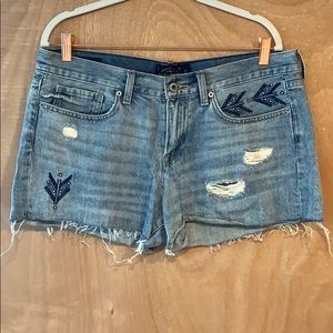 Embroidered Denim Shorts